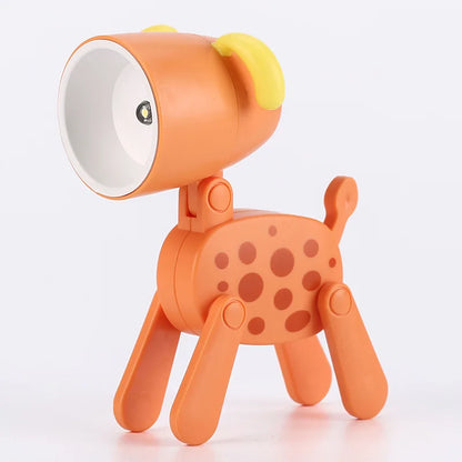 Cute LED Pet Night Light – Foldable Mini Desk Lamp for Kids & Students | Dog & Deer Design | Portable Room Decor & Gift