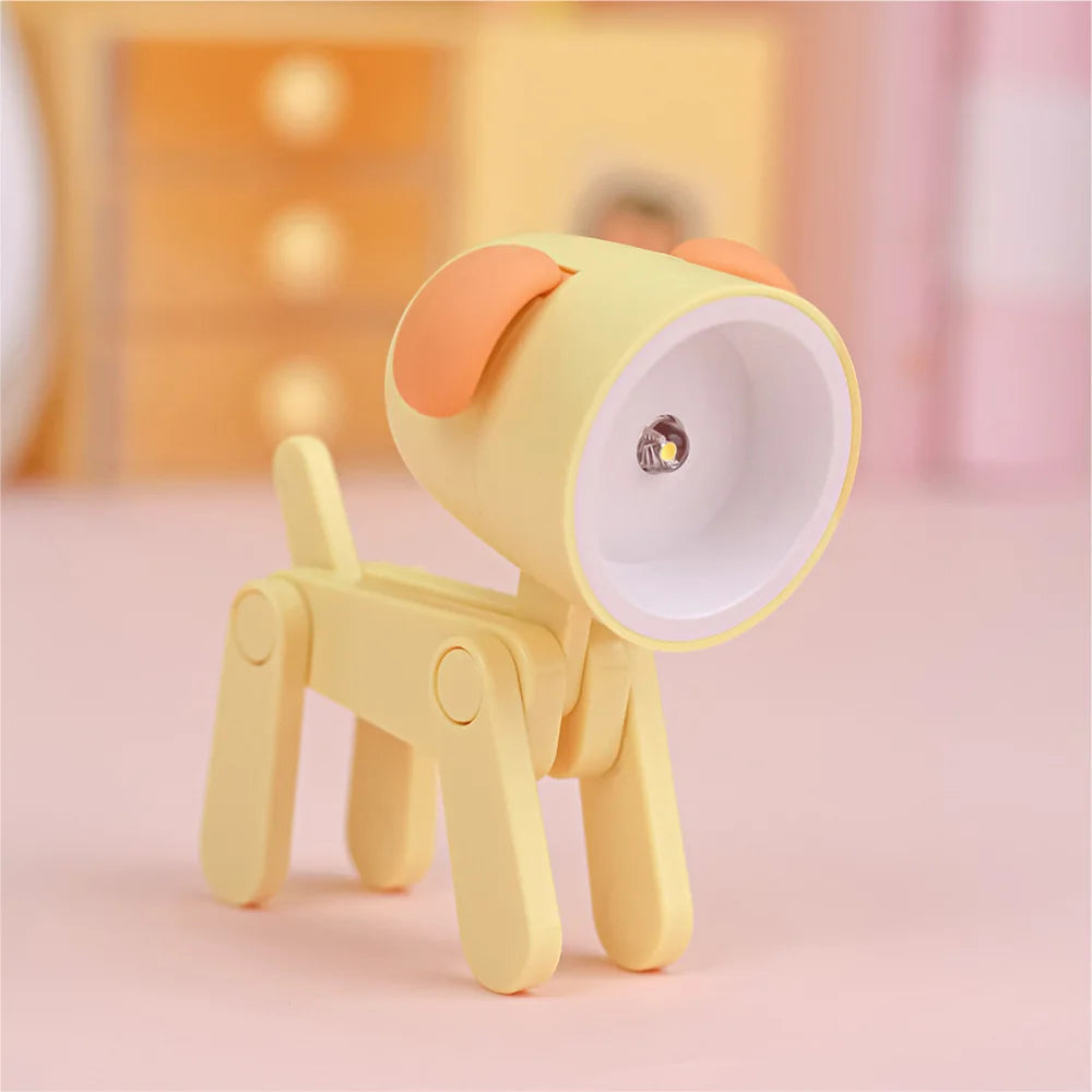 Cute LED Pet Night Light – Foldable Mini Desk Lamp for Kids & Students | Dog & Deer Design | Portable Room Decor & Gift