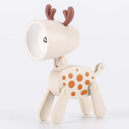 Cute LED Pet Night Light – Foldable Mini Desk Lamp for Kids & Students | Dog & Deer Design | Portable Room Decor & Gift