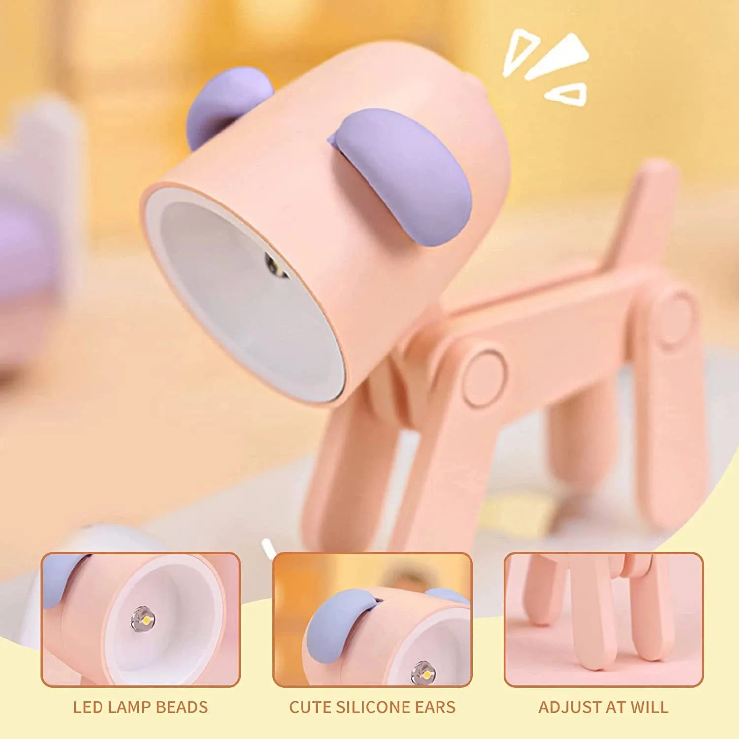 Cute LED Pet Night Light – Foldable Mini Desk Lamp for Kids & Students | Dog & Deer Design | Portable Room Decor & Gift