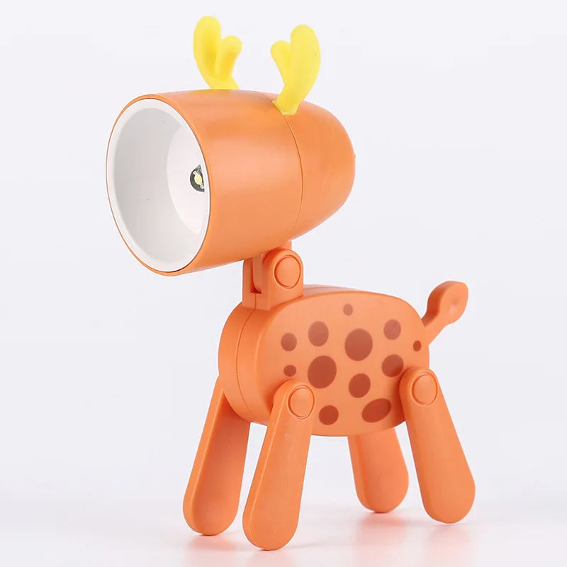 Cute LED Pet Night Light – Foldable Mini Desk Lamp for Kids & Students | Dog & Deer Design | Portable Room Decor & Gift