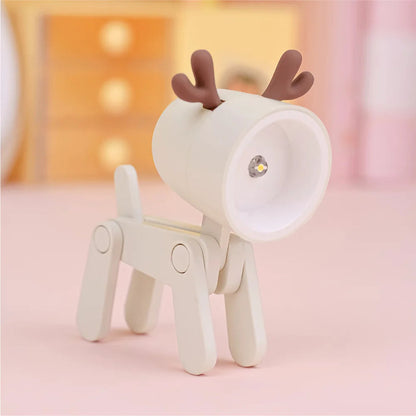 Cute LED Pet Night Light – Foldable Mini Desk Lamp for Kids & Students | Dog & Deer Design | Portable Room Decor & Gift