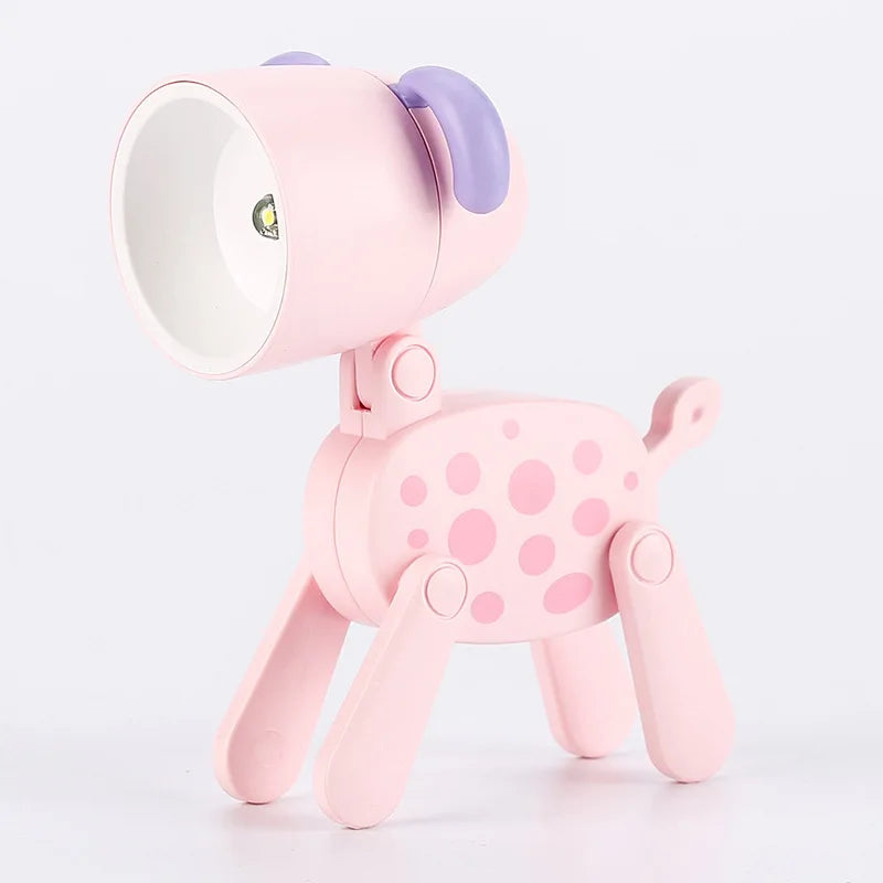 Cute LED Pet Night Light – Foldable Mini Desk Lamp for Kids & Students | Dog & Deer Design | Portable Room Decor & Gift