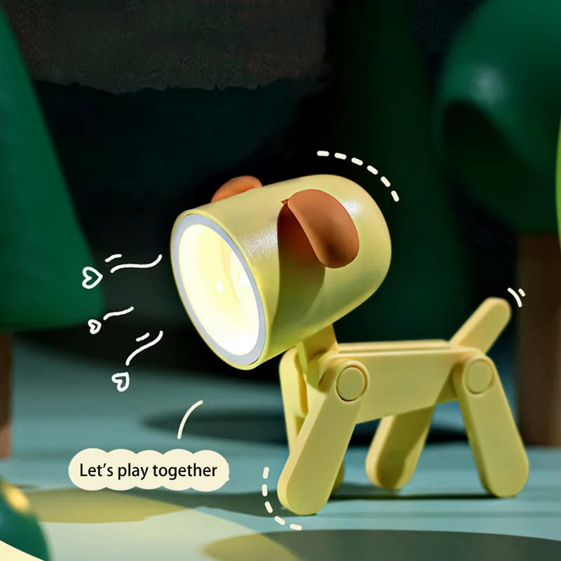 Cute LED Pet Night Light – Foldable Mini Desk Lamp for Kids & Students | Dog & Deer Design | Portable Room Decor & Gift