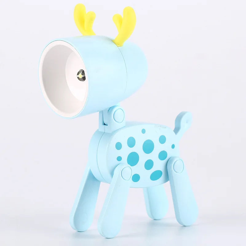 Cute LED Pet Night Light – Foldable Mini Desk Lamp for Kids & Students | Dog & Deer Design | Portable Room Decor & Gift